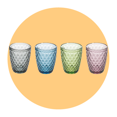 Set Di 4 Bicchieri Highball Vintage Dante Con Motivo Testurizzato E Bordo Dorato – 375 Ml