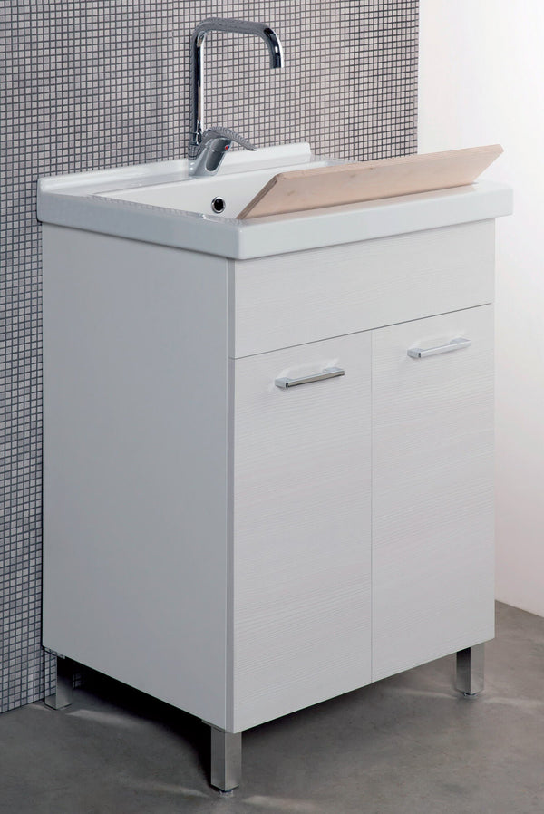 Mobile Lavatoio in Ceramica 60x50x89 cm 2 Ante Ambrosini Bianco Rigato prezzo