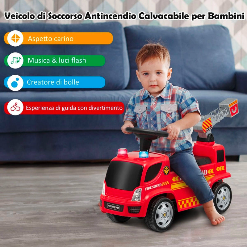 Camion Pompieri Cavalcabile per Bambini Sparabolle Rosso-10