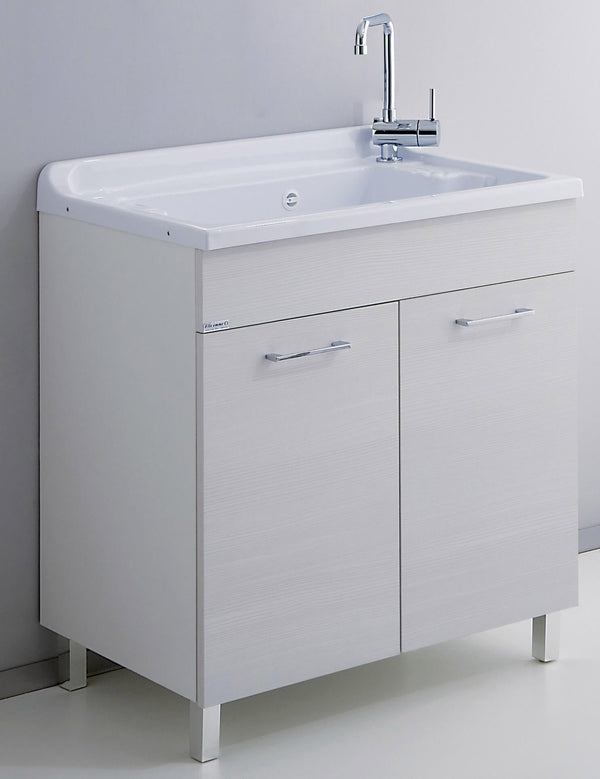 Mobile Lavatoio in ABS 80x50x89 cm 2 Ante Ambrosini Alyssa Bianco Rigato online