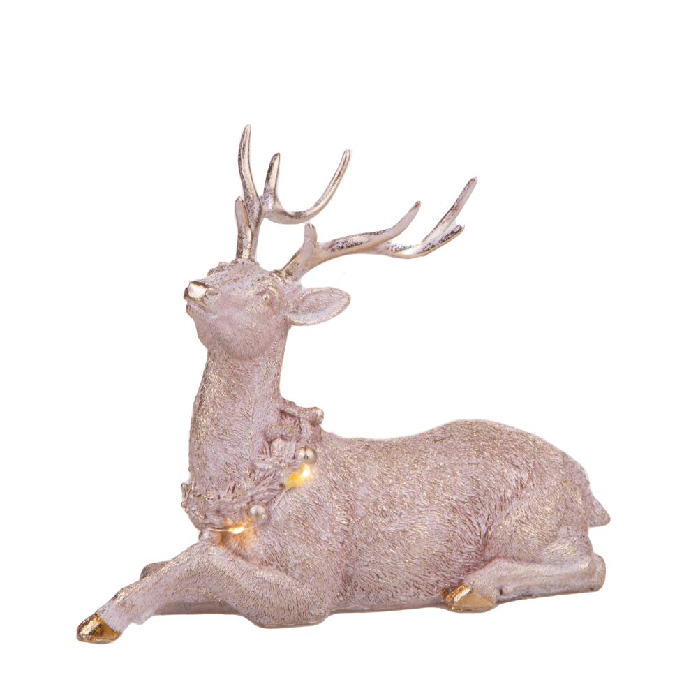 BZHIB Set di 2 Statuette di Cervo Natalizio con Decorazione Natalizia, Scultura in Resina di Renna in Piedi E Seduta,Decorazioni Natalizie E Natalizie per La Casa,Forniture per Centrotavola Natalizio