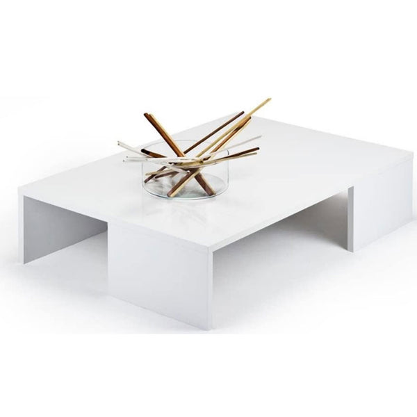 Tavolino Caffe Divano Salotto Rettangolare Basso in Legno Design Moderno Bianco prezzo