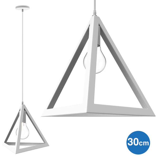 Lampadario Lampada Sospensione Piramide 30cm Design Moderno Paralume Bianco prezzo