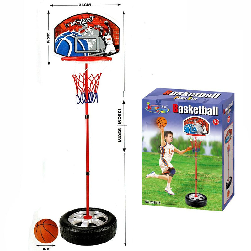 Basket Canestro Piantana Per Bambini Altezza Regolabile Fino 120cm Con Pallone-2