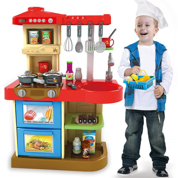 Cucina Giocattolo Bambini Fornello Luci Suoni 30 Accessori Gioco 52x26x72cm prezzo
