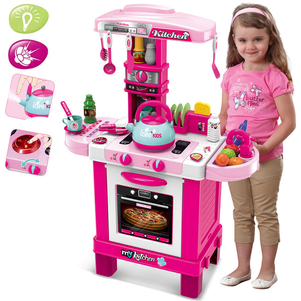 Cucina Giocattolo Bambini Luci Suoni e Bollitore Funzionante 29 Accessori Rosa online