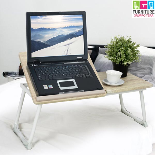 Tavolino Vassoio Pieghevole da Letto Divano 65x30 cm per Notebook PC Laptop prezzo