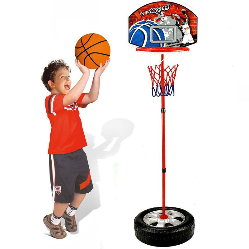 Basket Canestro Piantana Per Bambini Altezza Regolabile Fino 120cm Con Pallone-4