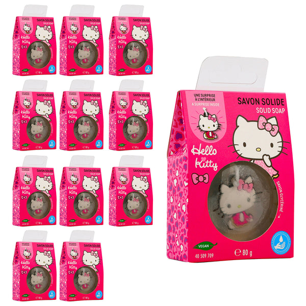 acquista Set 12 Saponette Hello Kitty per Bambini 80 gr con  con Sorpresa Portachiavi Interno