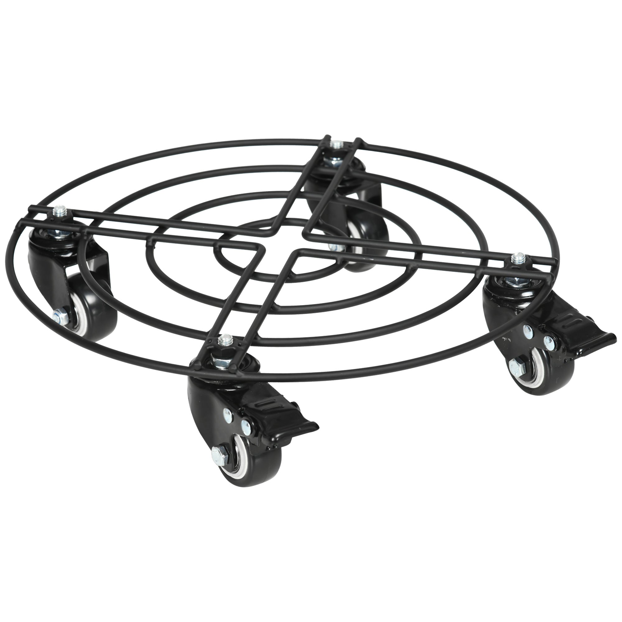 Contenitore Per Piante In Metallo Con Ruote - 30 Cm, Nero, Carrello Portavasi Con 2 Ruote Bloccabili, Capacità 50kg