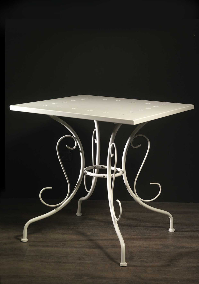 Tavolo da Giardino 70x70xh72 cm in Metallo New Old Bianco-3