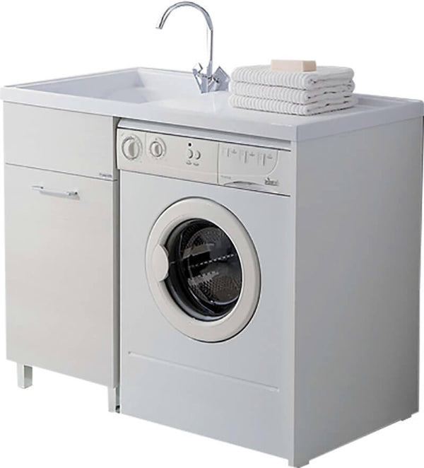 Lavatoio e Coprilavatrice in PVC 106x60x90 cm Ambrosini Bianco Rigato Lato Sinistro prezzo