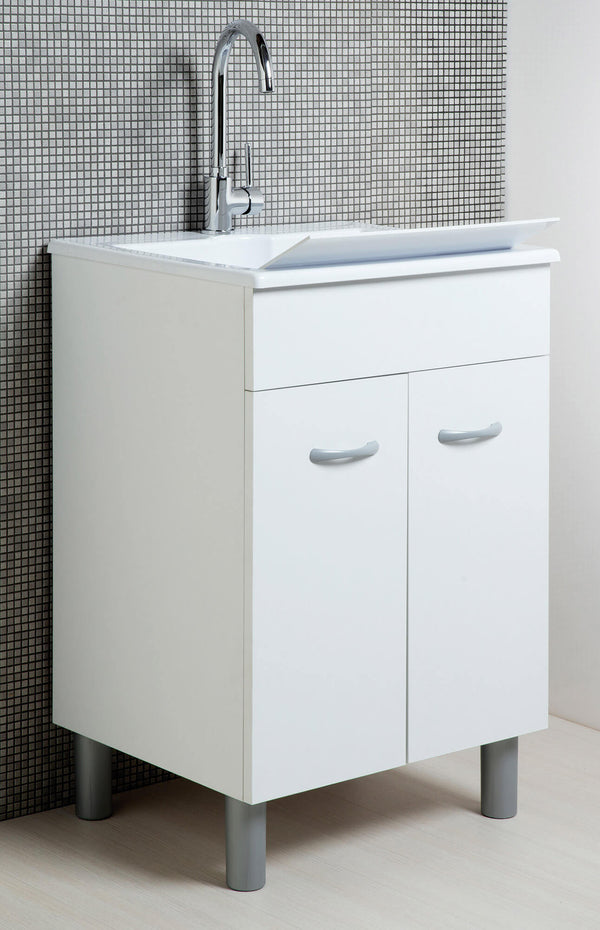 sconto Mobile Lavatoio in Metacrillato 60x50x89 cm 2 Ante Ambrosini Perla Bianco Opaco