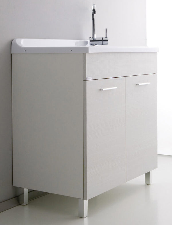 online Mobile Lavatoio in Legno 70x40x89 cm 2 Ante Ambrosini Alyssa Bianco Rigato