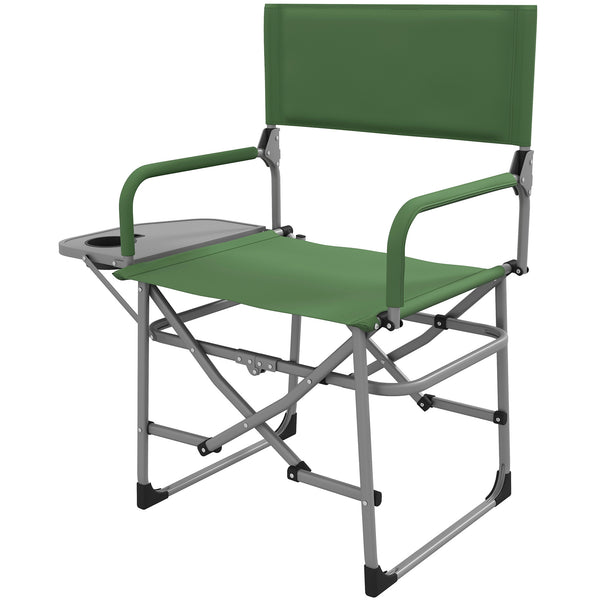 Sedia da Campeggio Pieghevole con Tavolino Laterale 81x51x87 cm in Metallo e Tessuto Oxford Verde sconto