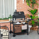 Carrello Barbecue con Tavolino Pieghevole 125x65x84 cm in Acciaio Inox Nero-2