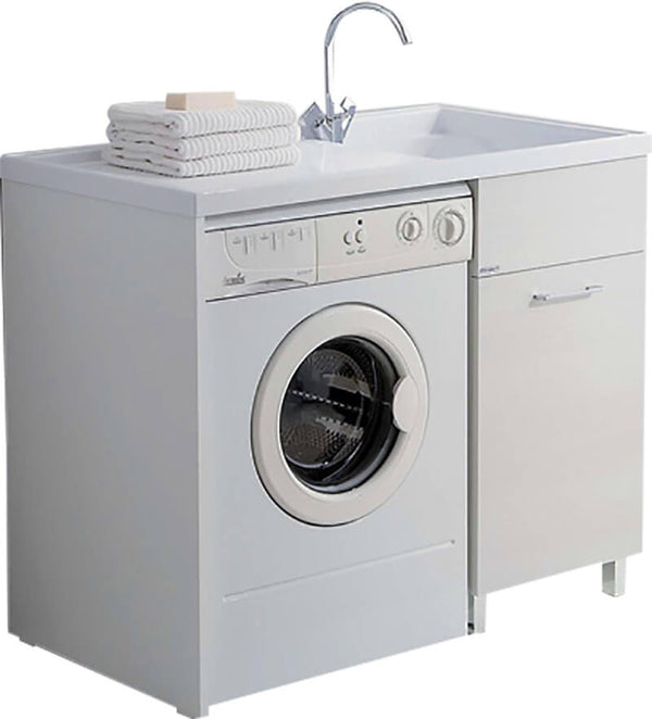 Lavatoio e Coprilavatrice in PVC 106x60x90 cm Ambrosini Bianco Rigato Lato Destro acquista