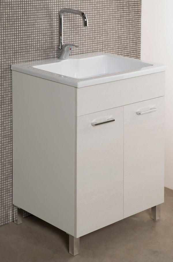 Mobile Lavatoio in Metacrillato 60x50x89 cm 2 Ante Ambrosini Perla Bianco Rigato online