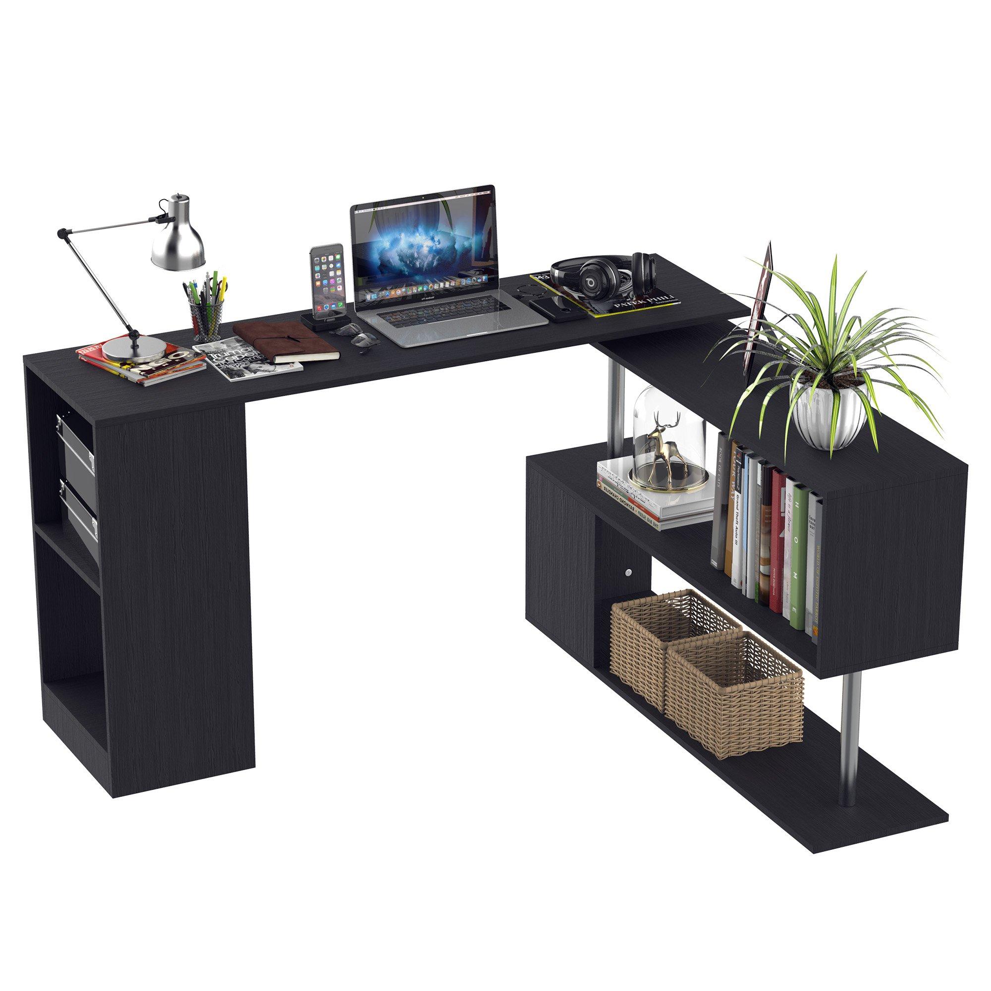 SANODESK Scrivania angolare per PC, 147 x 127 cm, a forma di L, con SANODESK Scrivania angolare per PC, 147 x 127 cm, a forma di L, con