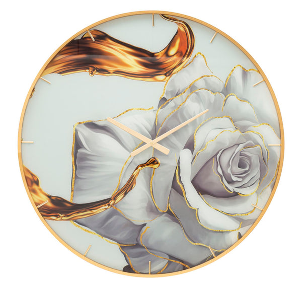 acquista Orologio da Parete Rose 5x80x5 cm in Vetro MDF e Metallo Multicolor