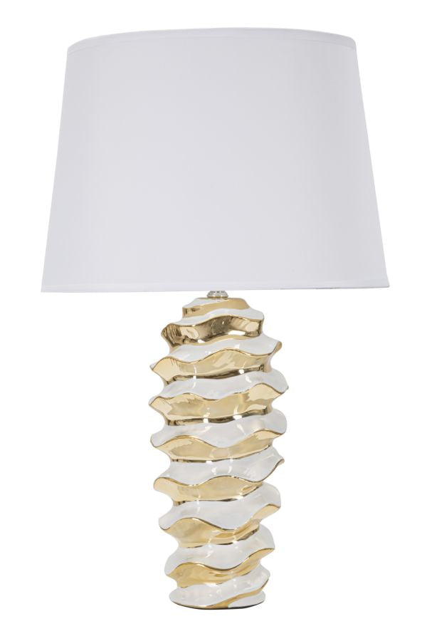 Lampada da Tavolo Glam Space 33x53x33 cm in Ceramica Bianco/Oro sconto