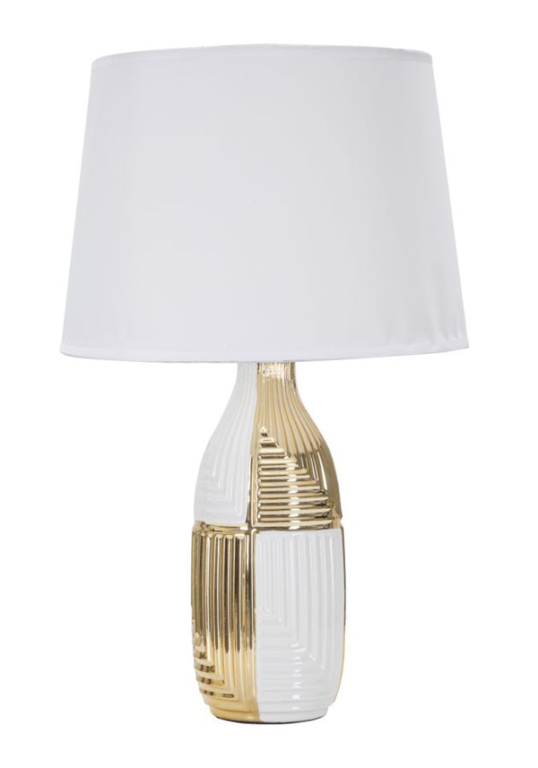 sconto Lampada da Tavolo Glam Line 33x54x33 cm in Ceramica Bianco/Oro