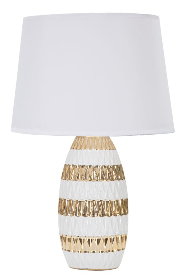 Lampada da Tavolo Glam Mix 33x50x33 cm in Ceramica Bianco/Oro acquista