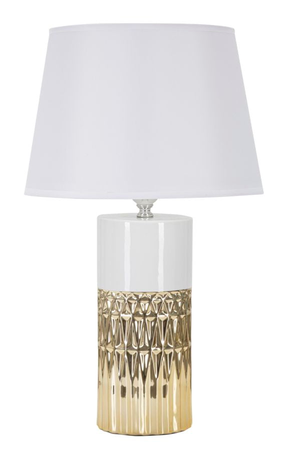 acquista Lampada da Tavolo Glam Elegant 30x48,5x30 cm in Ceramica Bianco/Oro