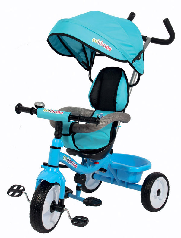 acquista Triciclo a Spinta Seggiolino Reversibile per Bambini Miller Colibrino Azzurro