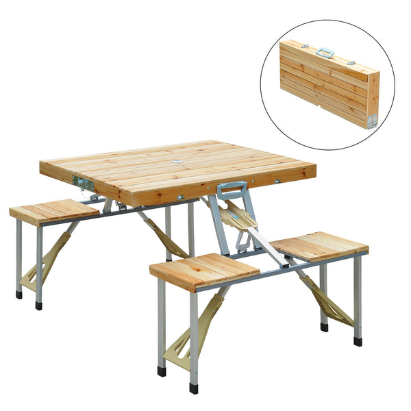 Tavolino da Campeggio Picnic Pieghevole in legno con 4 sedie sconto