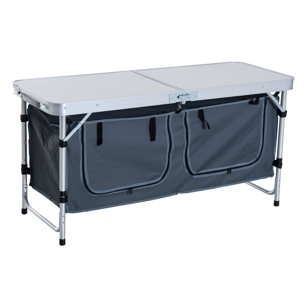 online Tavolino da Campeggio Pieghevole con Ripiano Portavivande in Alluminio Bianco