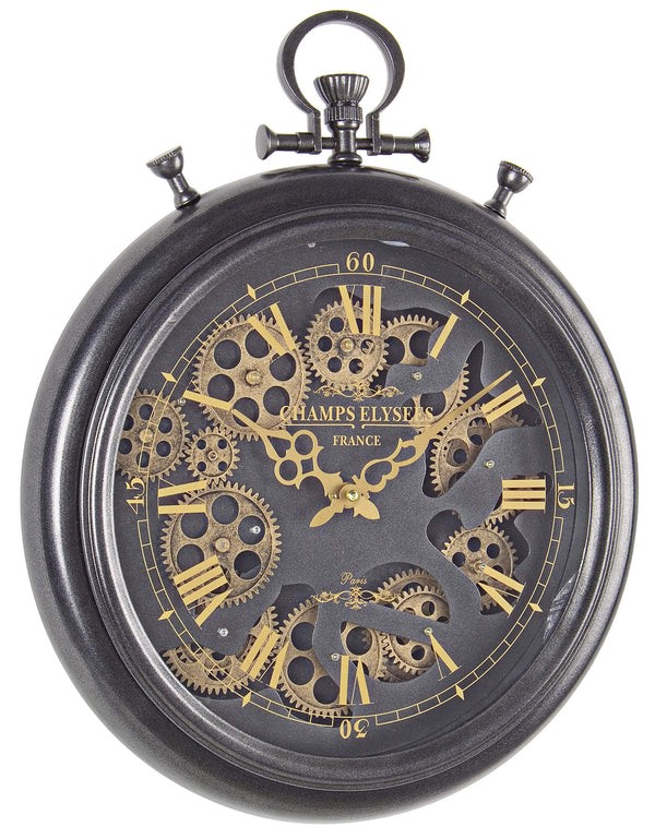 Orologio da Parete 40x6,7x50 cm in Acciaio e Vetro Engrenage sconto