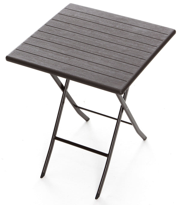 Tavolino Pieghevole da Giardino 62x62x73 cm in Ferro Taddei Plastik Wood Marrone Scuro sconto