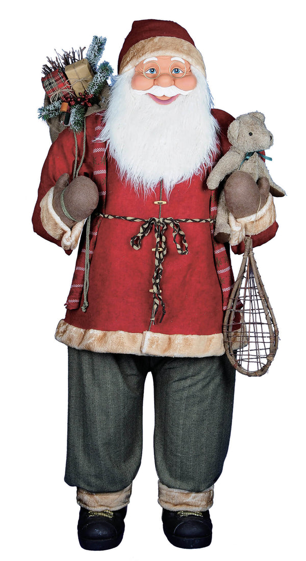 acquista Pupazzo Babbo Natale H180 cm con Doni Orso e Racchettoni Rosso e Grigio