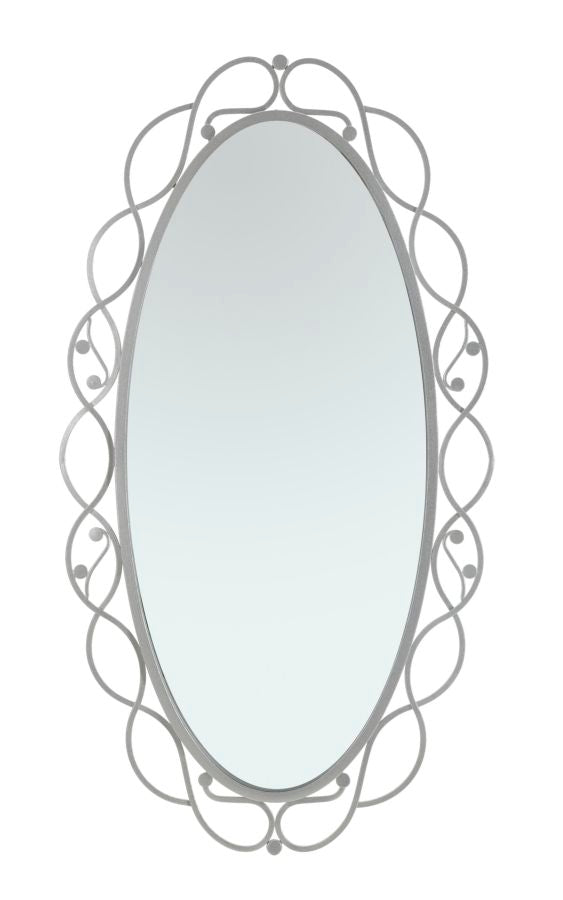 Specchio Oval Argento 60x2,5x110 cm in Ferro e MDF Argento online