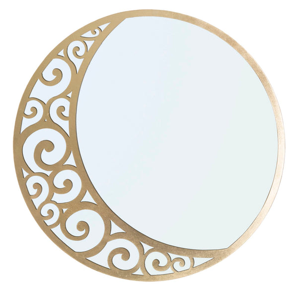 Specchio Luna Astratta Ø72x1 cm in Ferro e MDF Oro acquista