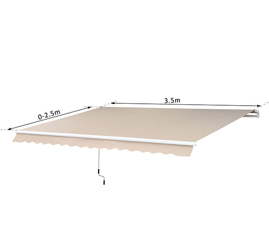 Tenda da Sole Avvolgibile a Parete 3.5x2.5m in Alluminio Beige -3
