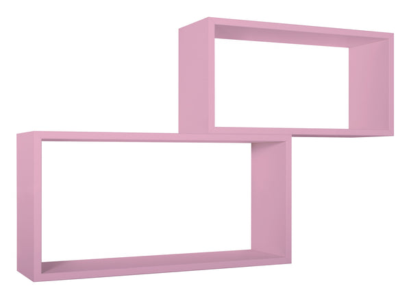 Set 2 Mensole Cubo da Parete Rettangolare in Fibra di Legno Bislungo Rosa Blush prezzo