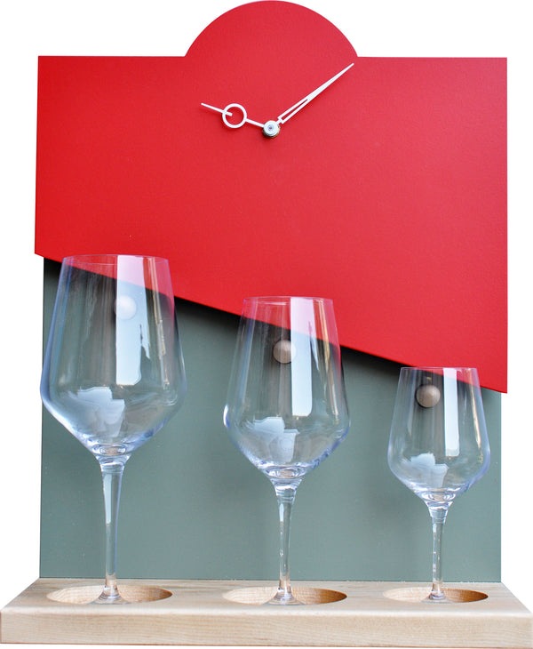 Orologio con Calici da Parete e Appoggio 32x38x15 cm Pirondini Italia Terrazzamenti Rosso acquista