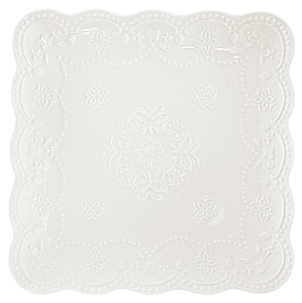 online Piatto Quadrato 25,5x25,5 cm Traforato in Porcellana Kaleidos Charme Bianco