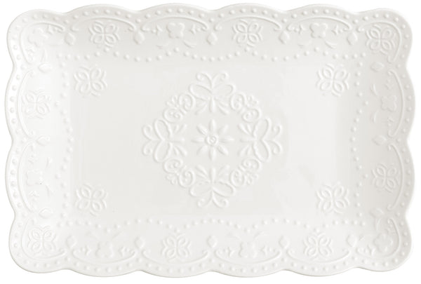 Vassoio Rettangolare 30,5x20,5 cm Traforato in Porcellana Kaleidos Charme Bianco prezzo
