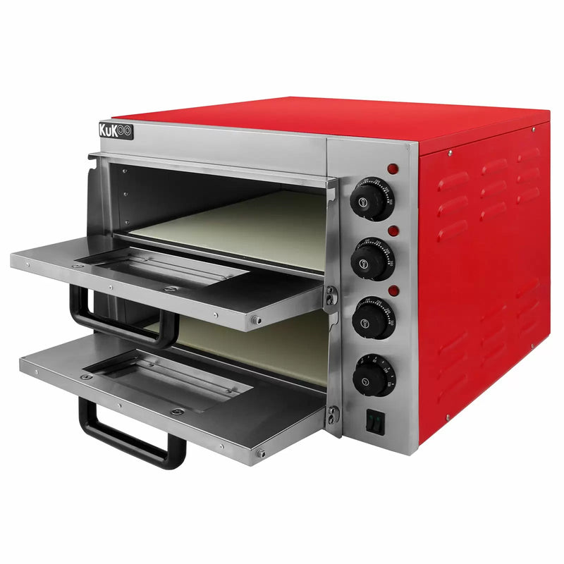 Forno Elettrico a Due Comparti 56,1x43,7x50 cm 350°C per Pizza Fino a 40 cm-2