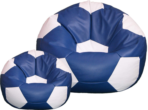 acquista Poltrona a Sacco Pouf Ø100 cm in Similpelle con Poggiapiedi Baselli Pallone da Calcio Blu e Bianco