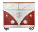 Mobiletto Van 90x42x81 cm Legno di Abete e MDF e in Ferro Rosso e Bianco-2
