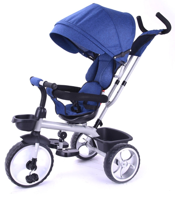 sconto Triciclo Passeggino con Seggiolino Reversibile per Bambini con Parasole Blu