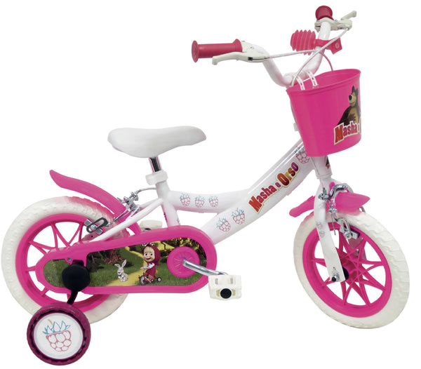 acquista Bicicletta per Bambina 12” 2 Freni Gomme in EVA Masha e Orso Bianca