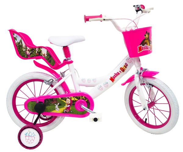 Bicicletta per Bambina 16” 2 Freni Masha e Orso Bianca prezzo