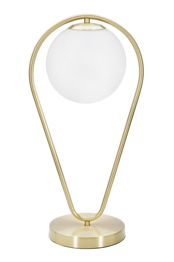 Lampada da Tavolo Glamy Drop 25x18x50 cm in Ferro e Vetro Oro e Bianco acquista