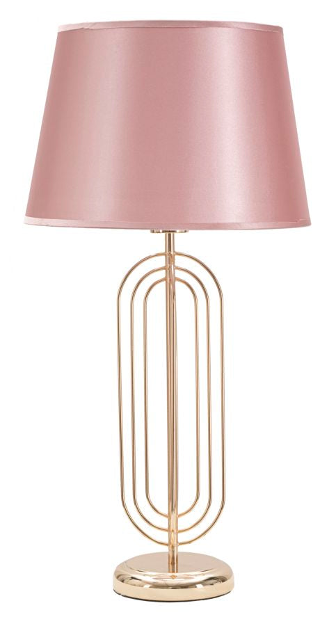 Lampada da Tavolo Krista Ø33x64 cm in Ferro PVC e Tessuto Oro e Rosa acquista