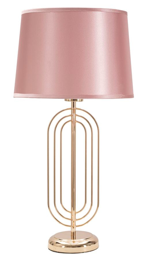 Lampada da Tavolo Krista Ø28x55 cm in Ferro PVC e Tessuto Oro e Rosa sconto